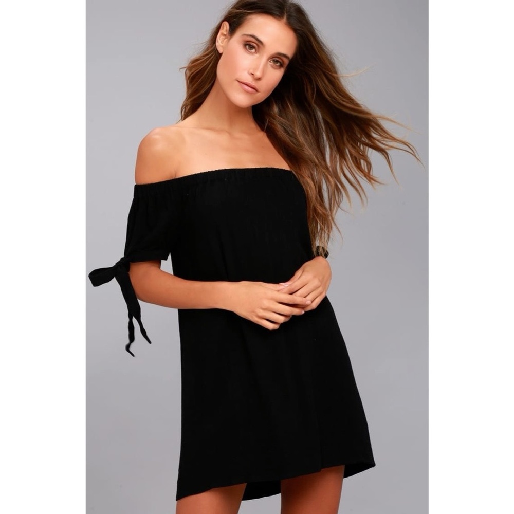 Lulu’s Women’s NWT Size Small Black Al Fresco Evenings Off The Shoulder Dress